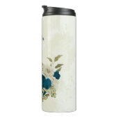 blauw beige bloem bruiloft  thermosbeker (Geroteerd rechts)