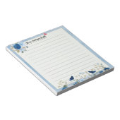 Blauw Beige Bloemhart Aangepaste Naam Notitieboek Notitieblok (Schuin)