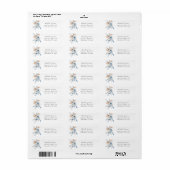 Blauw & Beige Boho Bloemen Retouradreslabel 4 Etiket (Full Sheet)