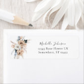 Blauw & beige Boho Floral Return Address Label (Insitu)