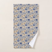 Blauw Beige Chinoiserie Toile Aquarel Bloemig Bad Handdoek (Handdoek)