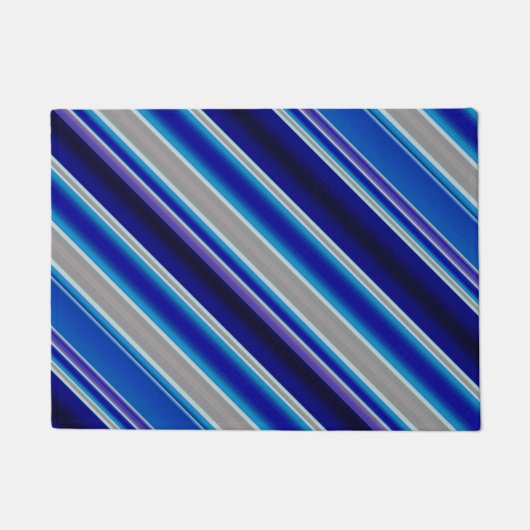 Blauw Beige en Lavendel Strepen  Deurmat (Voorkant)