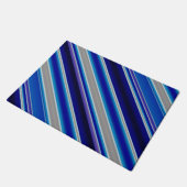 Blauw Beige en Lavendel Strepen  Deurmat (Schuin)