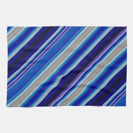 Blauw Beige en Lavendel Strepen Theedoek (Horizontaal)