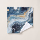 Blauw Beige Geode Abstract met Gouden Wervelingen Bad Handdoek (Wasdoekje)