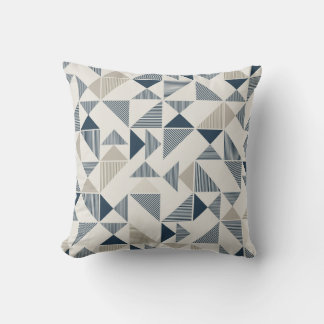 Blauw & Beige Geometrisch Patroon Worp Kussen