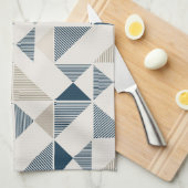 Blauw Beige Geometrische Vormen Theedoek (Quarter Fold)