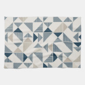 Blauw Beige Geometrische Vormen Theedoek (Horizontaal)