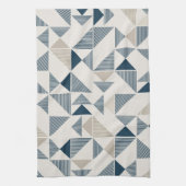 Blauw Beige Geometrische Vormen Theedoek (Verticaal)