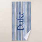 Blauw Beige Gestreepte Patroon Design Handdoek voo (Badhanddoek)