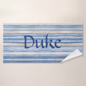 Blauw Beige Gestreepte Patroon Design Handdoek voo (Badhanddoek)