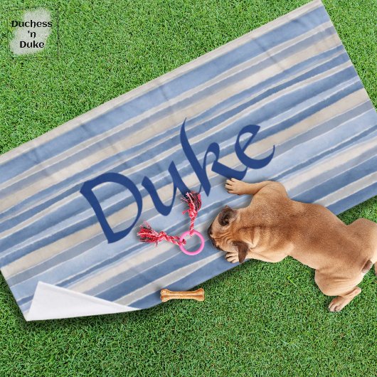 Blauw Beige Gestreepte Patroon Design Handdoek voo