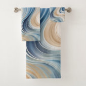 Blauw Beige golven Badhanddoeken Bad Handdoek (Insitu)