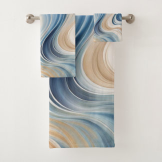 Blauw Beige golven Badhanddoeken Bad Handdoek