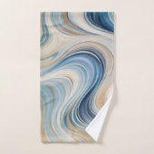 Blauw Beige golven Badhanddoeken Bad Handdoek (Handdoek)