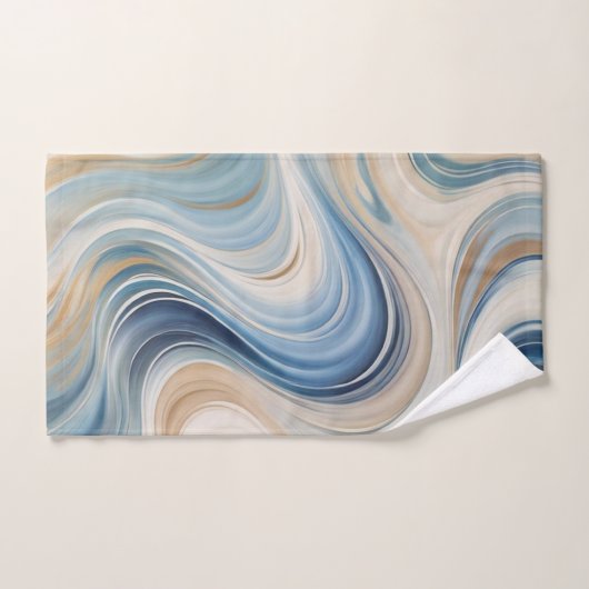 Blauw Beige golven Badhanddoeken Bad Handdoek (Handdoek)