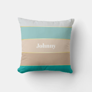 Blauw Beige Goud Aangepaste Zomer Kleurenblok Stre Kussen
