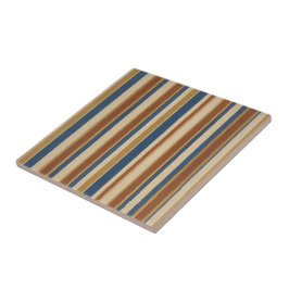 Blauw beige goud en bronzen strepen tegeltje