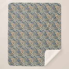 Blauw Beige Groen Chinoiserie Toile Bloem Bloemen Sherpa Deken