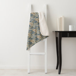 Blauw Beige Groen Chinoiserie Toile Bloem Bloemen Sherpa Deken