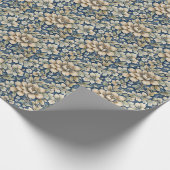 Blauw Beige Groen Chinoiserie Toile Bloemige Verja Cadeaupapier (Hoek)