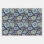 Blauw Beige Groen Chinoiserie Toile Bloemige Verja Inpakpapier Vel (Voorkant 3)