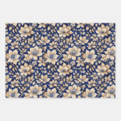 Blauw Beige Groen Chinoiserie Toile Bloemige Verja Inpakpapier Vel (Voorkant 2)