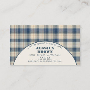 Blauw Beige Karo Rustic Modern Visitekaartje
