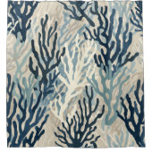 Blauw Beige Koraal Douchegordijn (Voorkant)