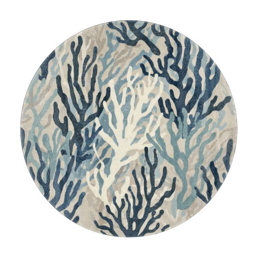Blauw Beige Koraal Snijplank (Voorkant)