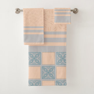 Blauw & Beige Kusttegelpatroon | Naadloos Geome Bad Handdoek