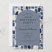 Blauw Beige Mannen Modern Arch 50e verjaardag Kaart (Voorkant)