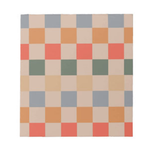 Blauw Beige Oranje Bruin Geruit Gingham Patroon Notitieblok