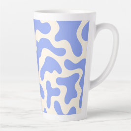 Blauw Beige Organisch Golfpatroon Latte Mok
