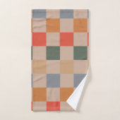 Blauw Beige Sinaasappel Bruin geruit Gingham Patro Bad Handdoek (Handdoek)