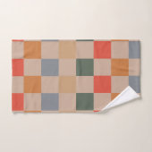 Blauw Beige Sinaasappel Bruin geruit Gingham Patro Bad Handdoek (Handdoek)