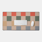 Blauw Beige Sinaasappel Bruin geruit Gingham Patro Bureaumat (Keyboard & Muis)
