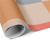 Blauw Beige Sinaasappel Bruin geruit Gingham Patro Cadeaupapier (Rol Hoek)