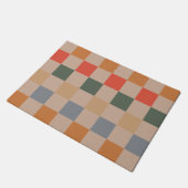 Blauw Beige Sinaasappel Bruin geruit Gingham Patro Deurmat (Schuin)