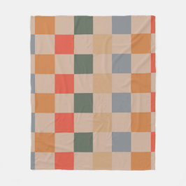 Blauw Beige Sinaasappel Bruin geruit Gingham Patro Fleece Deken