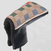 Blauw Beige Sinaasappel Bruin geruit Gingham Patro Golfheadcover (3/4 voorkant)