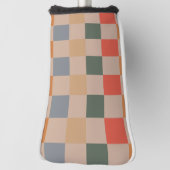 Blauw Beige Sinaasappel Bruin geruit Gingham Patro Golfheadcover (Draai 90)