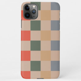 Blauw Beige Sinaasappel Bruin geruit Gingham Patro iPhone 11Pro Max Hoesje