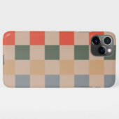 Blauw Beige Sinaasappel Bruin geruit Gingham Patro iPhone Hoesje (Achterkant horizontaal)