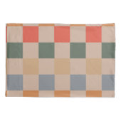 Blauw Beige Sinaasappel Bruin geruit Gingham Patro Kussensloop (Achterkant)