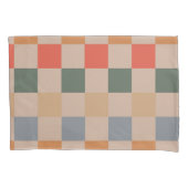 Blauw Beige Sinaasappel Bruin geruit Gingham Patro Kussensloop (Voorkant)