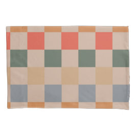 Blauw Beige Sinaasappel Bruin geruit Gingham Patro Kussensloop