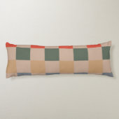 Blauw Beige Sinaasappel Bruin geruit Gingham Patro Lichaamskussen (Achterkant)