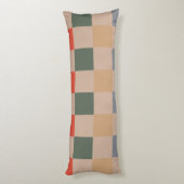 Blauw Beige Sinaasappel Bruin geruit Gingham Patro Lichaamskussen (Achterkant (Verticaal))