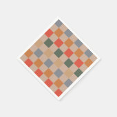 Blauw Beige Sinaasappel Bruin geruit Gingham Patro Servet (Hoek)